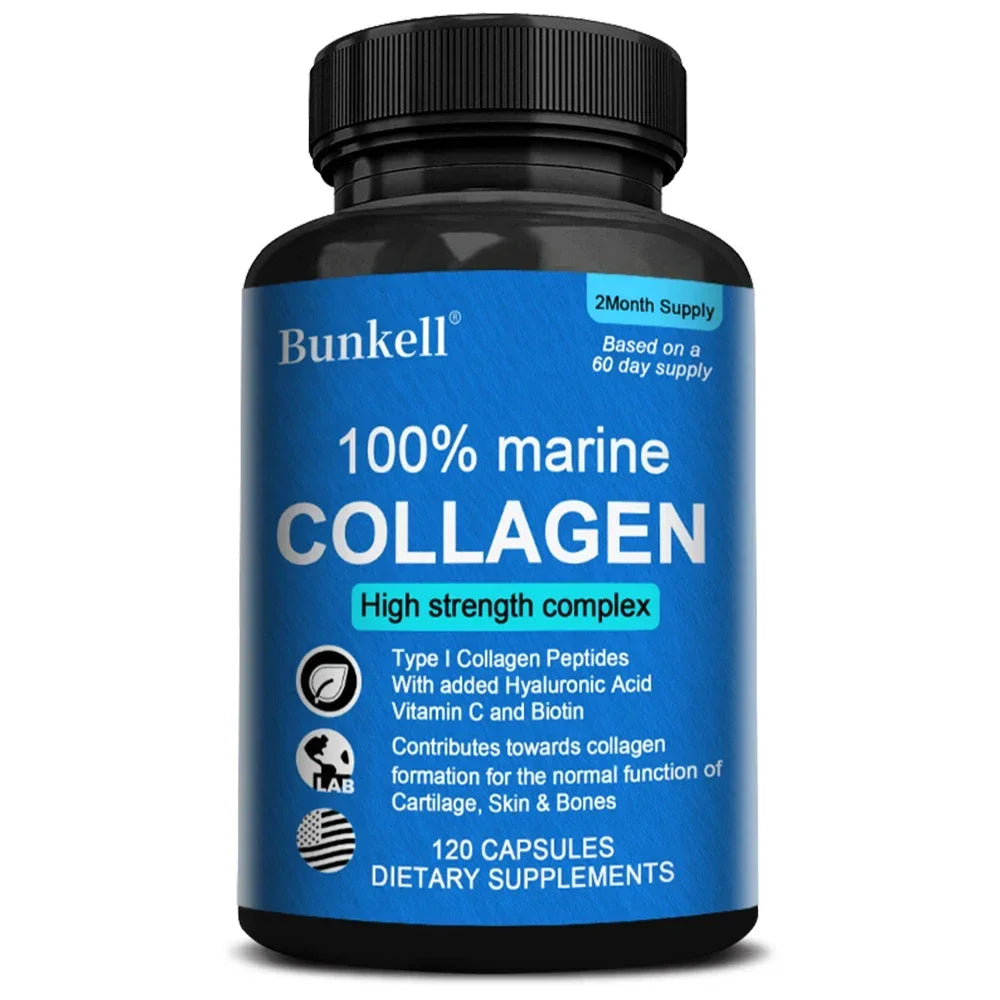 Collagène Marin 100 % – Peptides de Collagène Type I – 120 Capsules