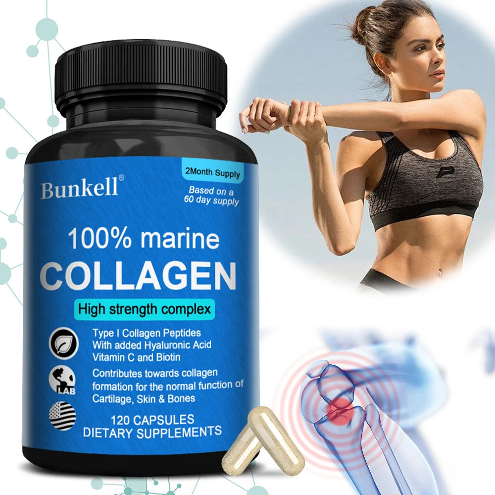 Collagène Marin 100 % – Peptides de Collagène Type I – 120 Capsules