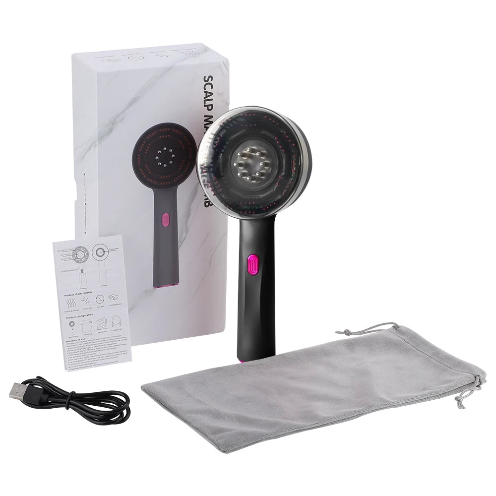 Brosse de Massage Electrique pour le cuir chevelu-EMS & led