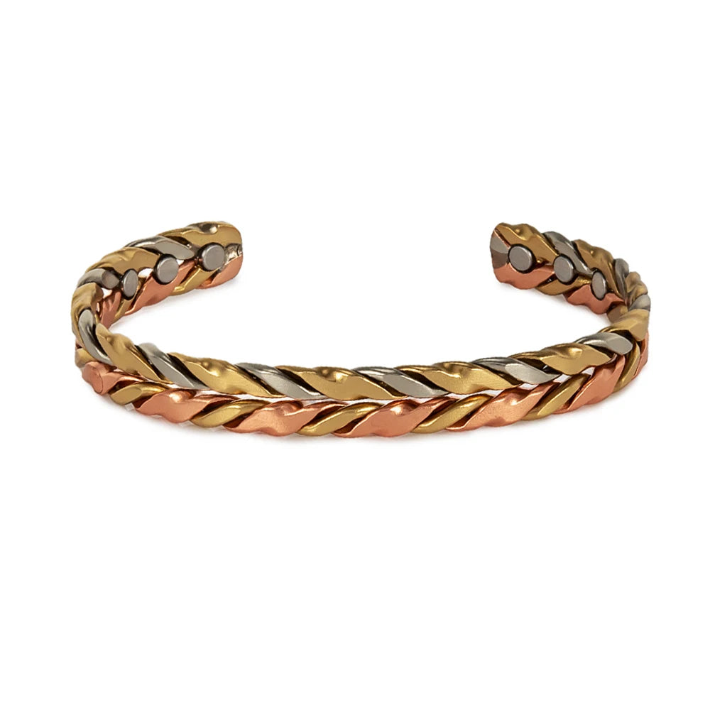 Bracelet en Cuivre Pur Ajustable – Modèle Tressé