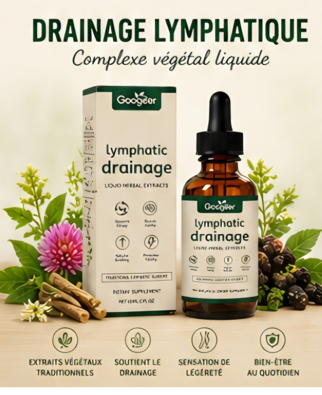 🌿 Drainage Lymphatique – Complexe Végétal Liquide