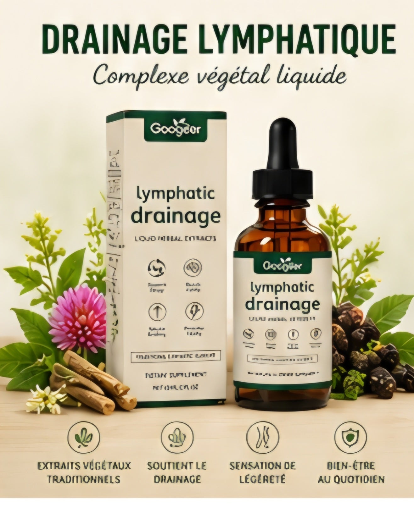 🌿 Drainage Lymphatique – Complexe Végétal Liquide