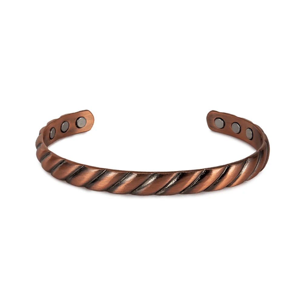 Bracelet en Cuivre Pur Ajustable – Modèle Tressé