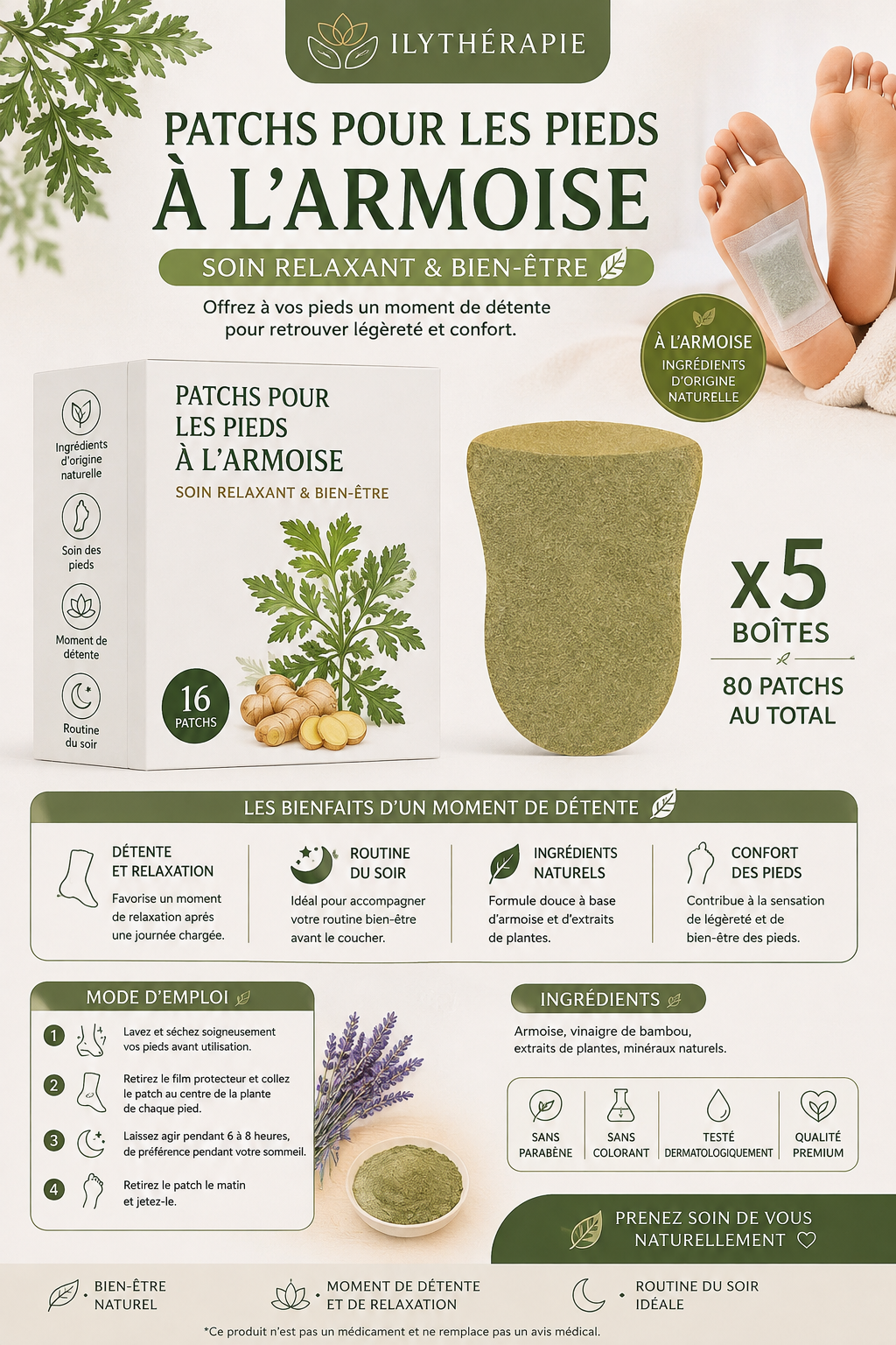 Patchs pour les pieds à l’Armoise – Soin Relaxant