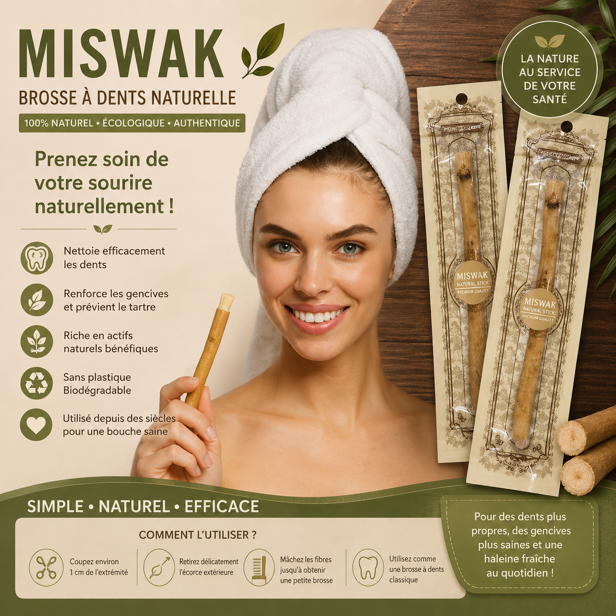 Miswak Naturel – Brosse à Dents Naturelle pour une Hygiène Bucco-Dentaire Saine