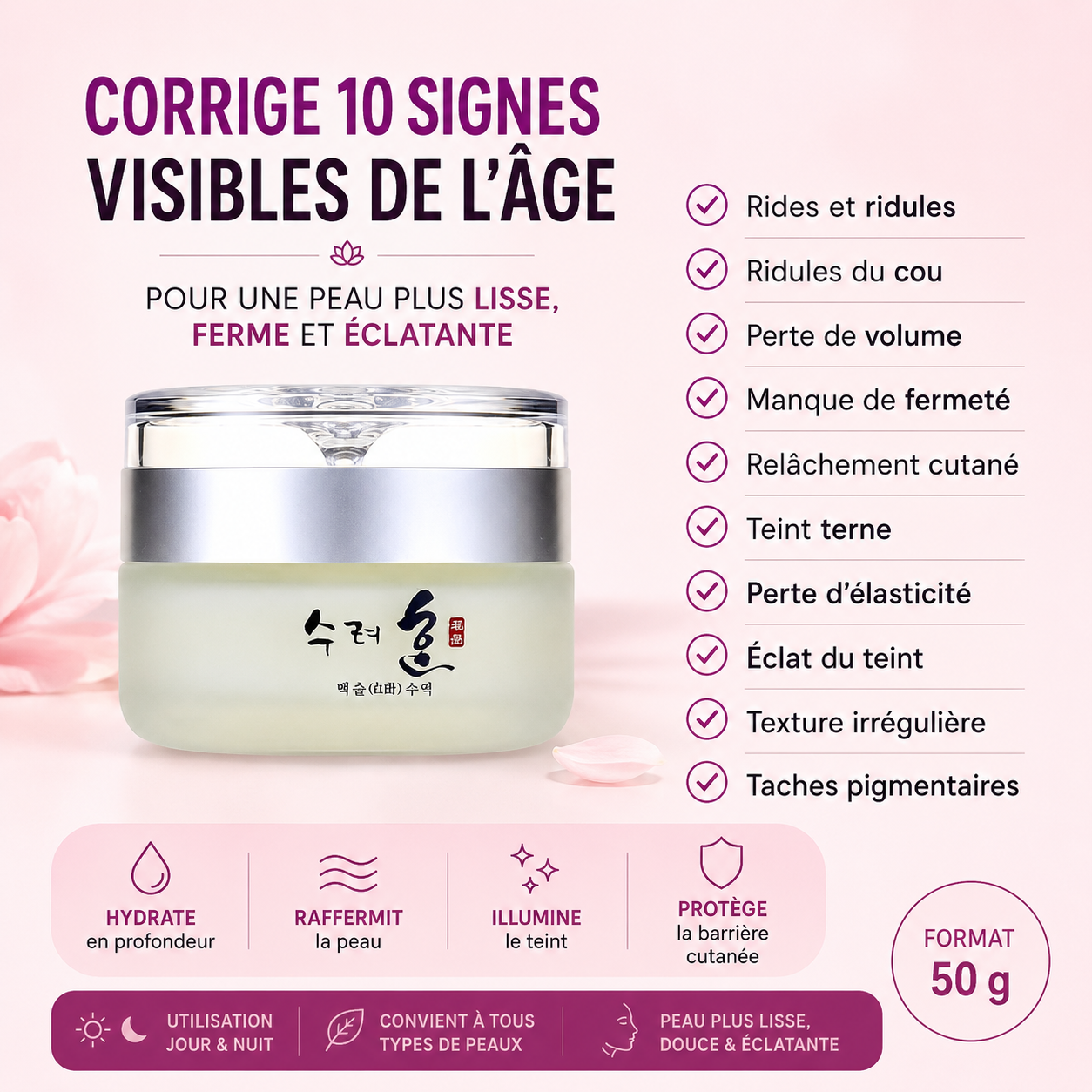 Crème Visage au Collagène & Peptides – 50 g